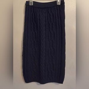 Toorallie Merino Wool Navy Chunky Cable Knit Midi Skirt Made In Australia Medium